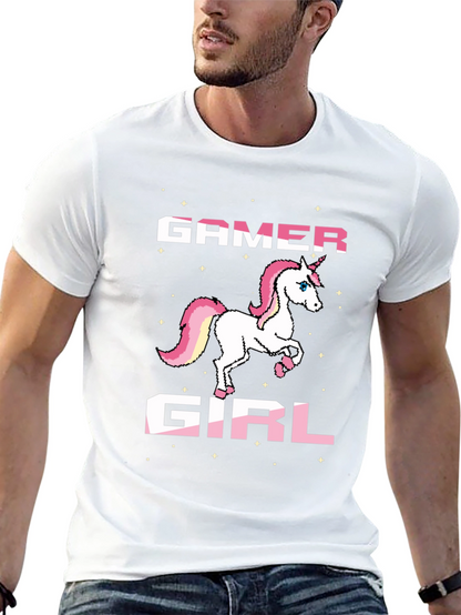 Gamer Girl Unicorn Black T-Shirt