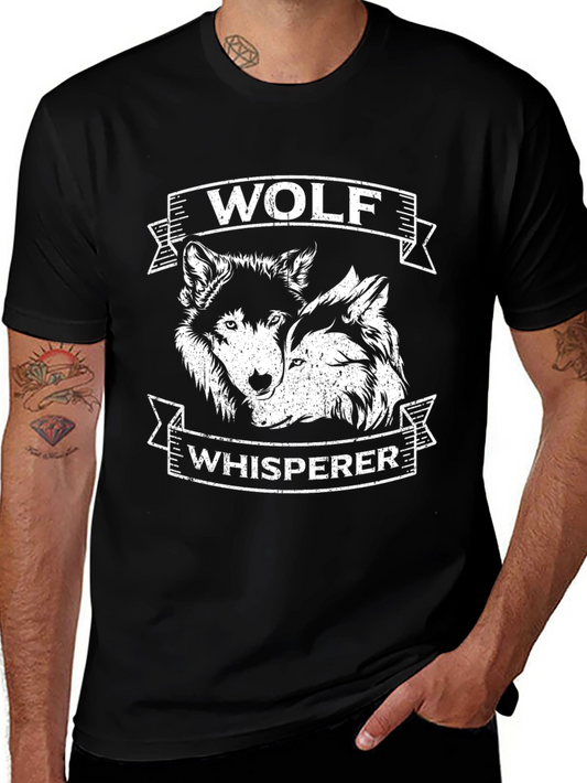 Wolf Whisperer Graphic Tee - Black Cotton T-Shirt