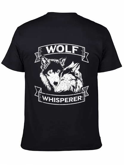 Wolf Whisperer Graphic Tee - Black Cotton T-Shirt