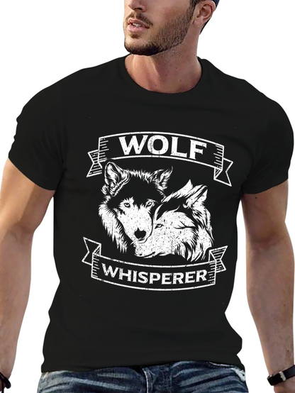 Wolf Whisperer Graphic Tee - Black Cotton T-Shirt