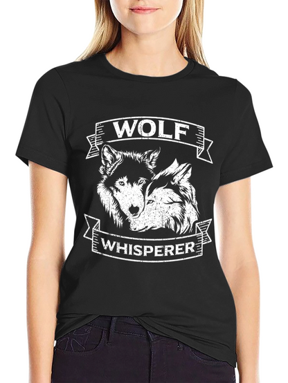 Wolf Whisperer Graphic Tee - Black Cotton T-Shirt