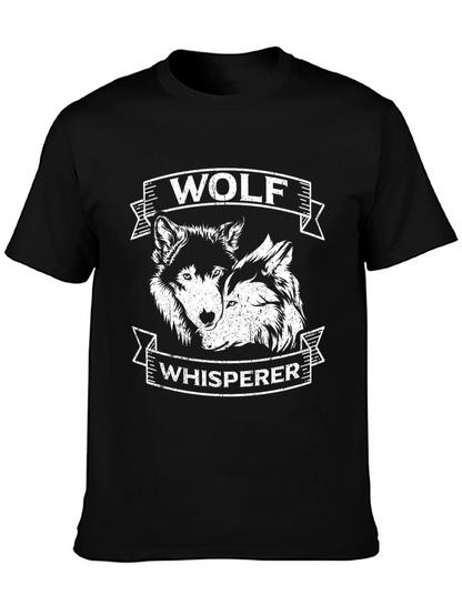 Wolf Whisperer Graphic Tee - Black Cotton T-Shirt