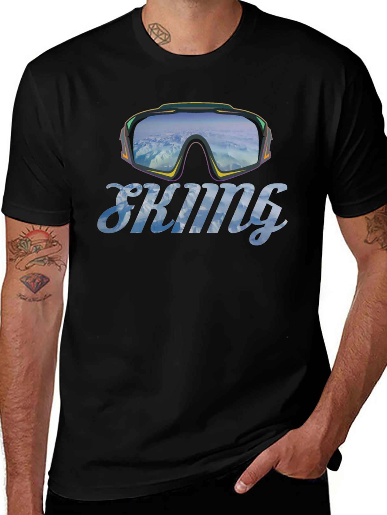Skiing Goggles Graphic T-Shirt - Mountain Adventure Tee