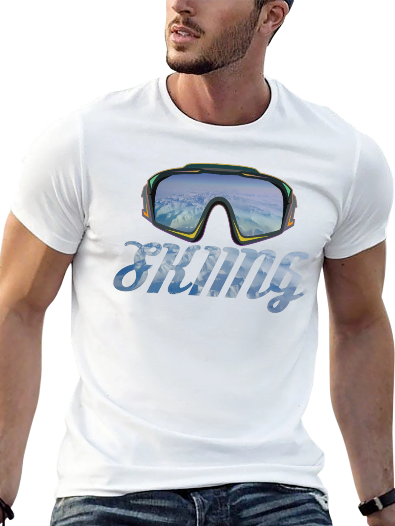 Skiing Goggles Graphic T-Shirt - Mountain Adventure Tee