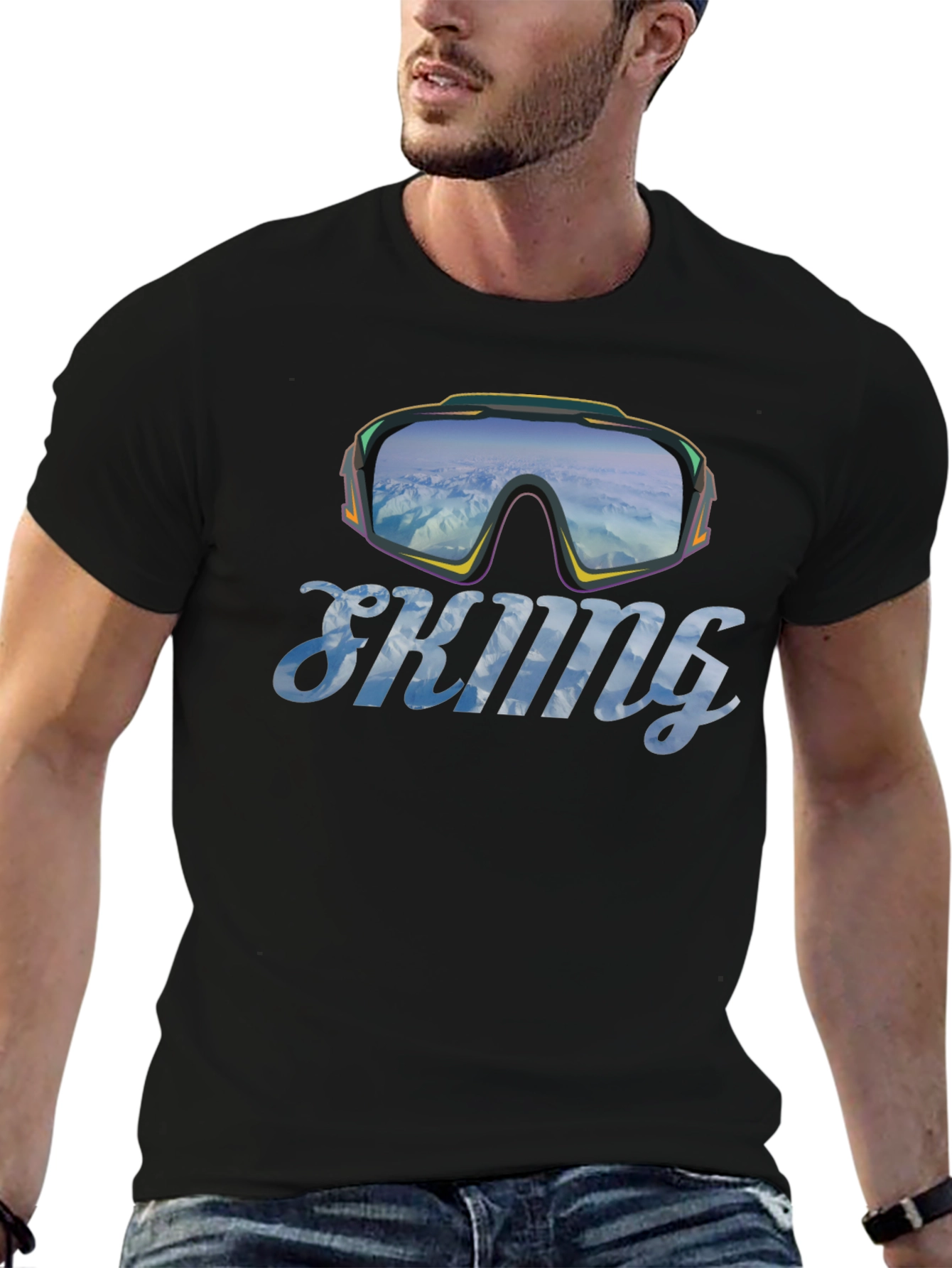Skiing Goggles Graphic T-Shirt - Mountain Adventure Tee