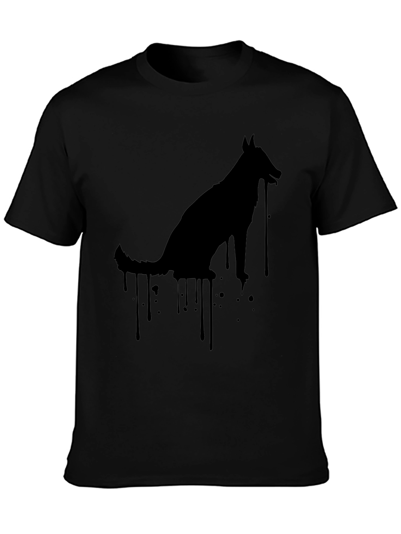 Mens Black Dog Silhouette Graphic Tee
