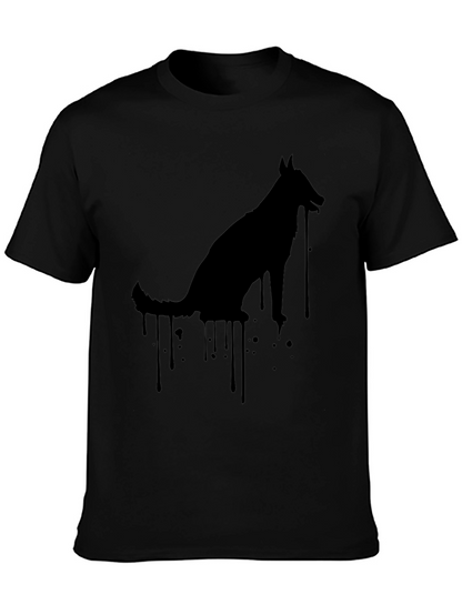 Mens Black Dog Silhouette Graphic Tee
