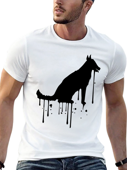 Mens Black Dog Silhouette Graphic Tee