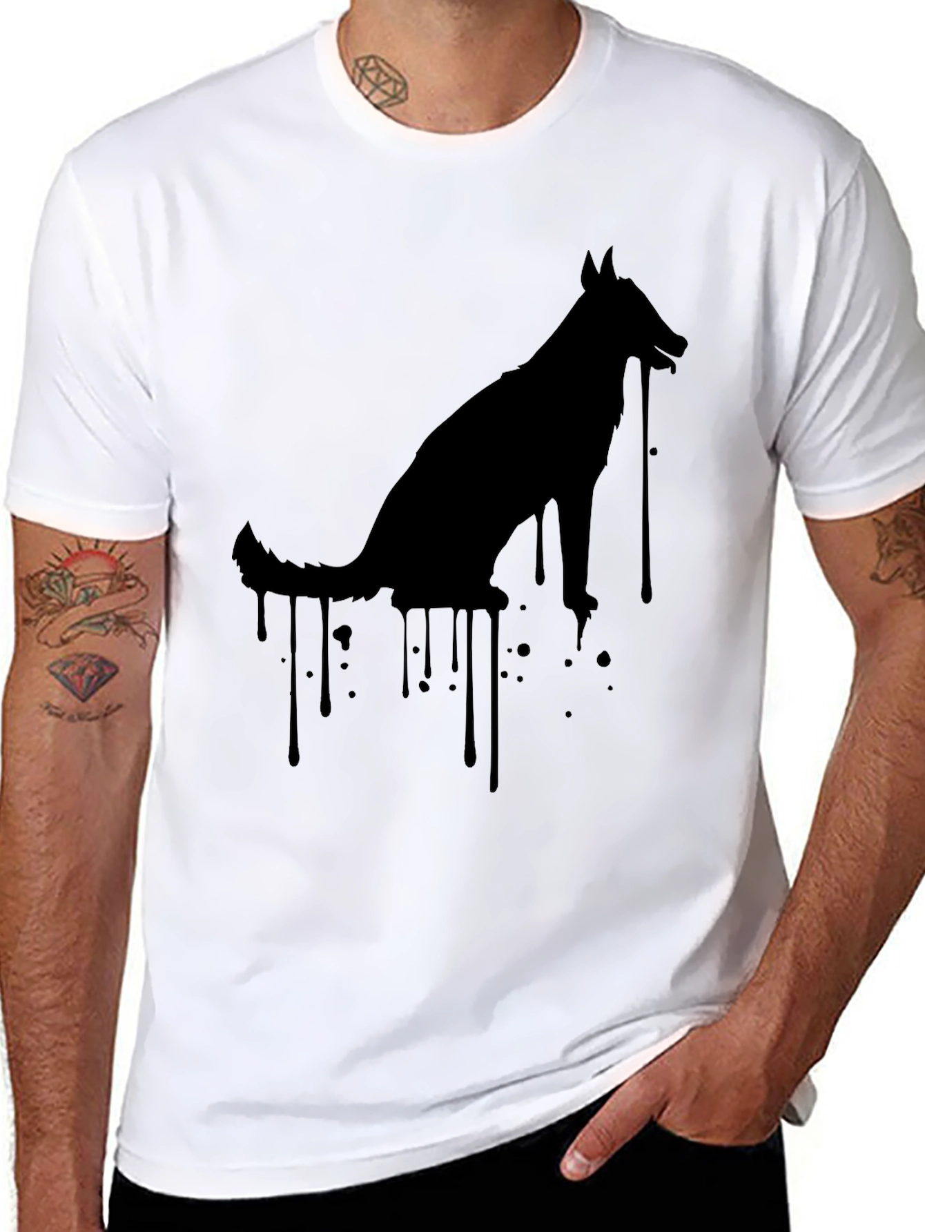 Mens Black Dog Silhouette Graphic Tee