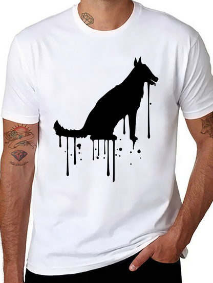 Mens Black Dog Silhouette Graphic Tee