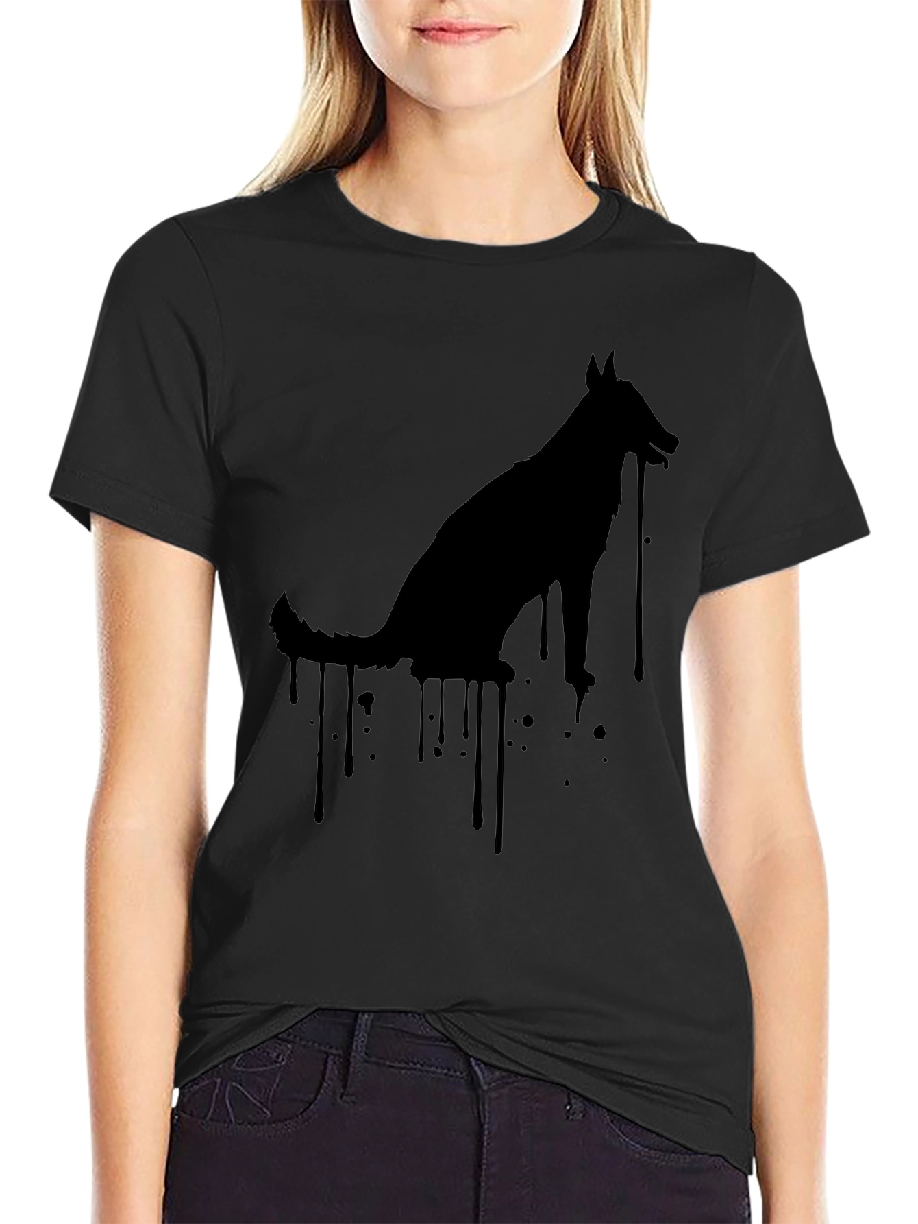 Mens Black Dog Silhouette Graphic Tee