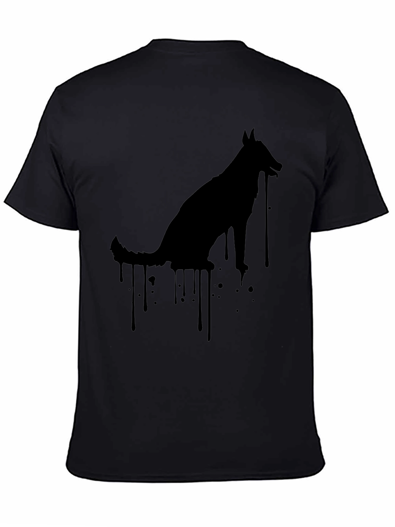 Mens Black Dog Silhouette Graphic Tee