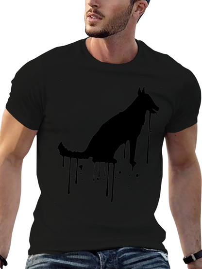 Mens Black Dog Silhouette Graphic Tee