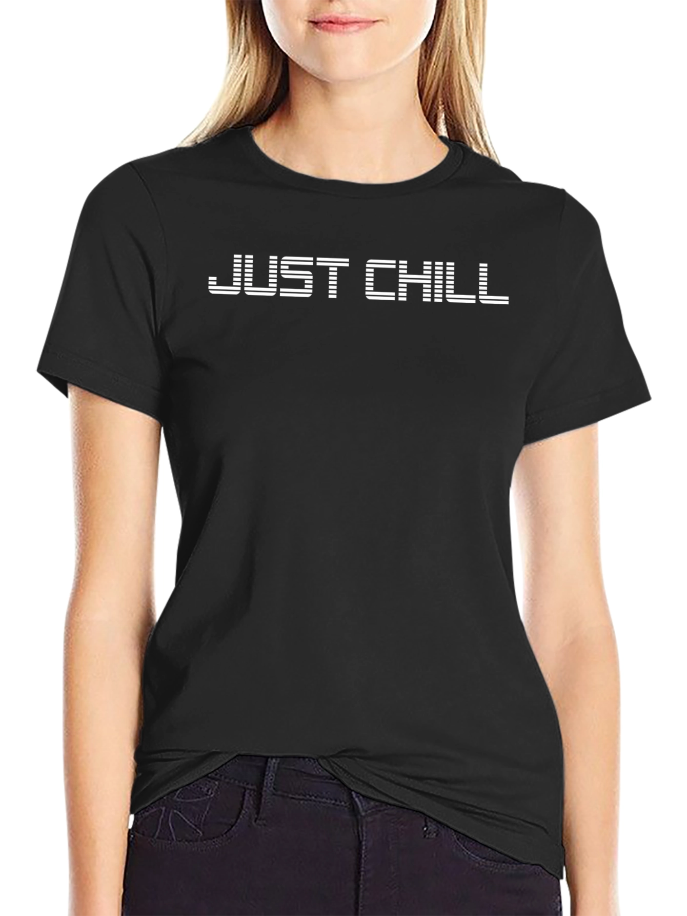 Just Chill Graphic Print Black T-Shirt