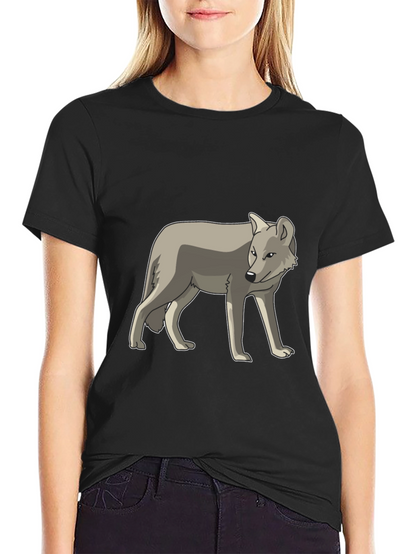 Cool Gray Wolf Graphic Black T-Shirt