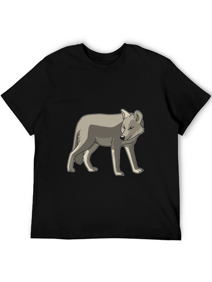 Cool Gray Wolf Graphic Black T-Shirt