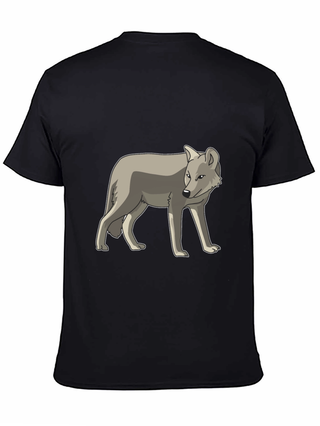 Cool Gray Wolf Graphic Black T-Shirt