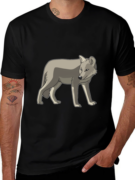 Cool Gray Wolf Graphic Black T-Shirt