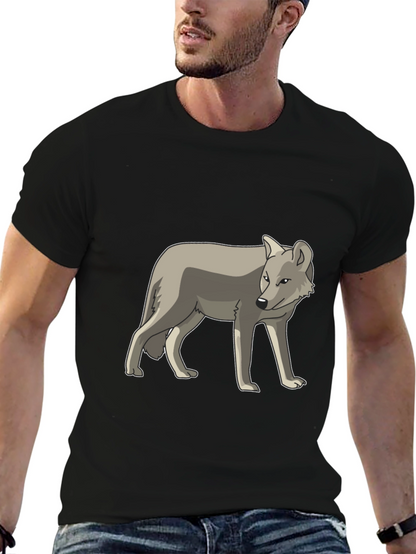 Cool Gray Wolf Graphic Black T-Shirt