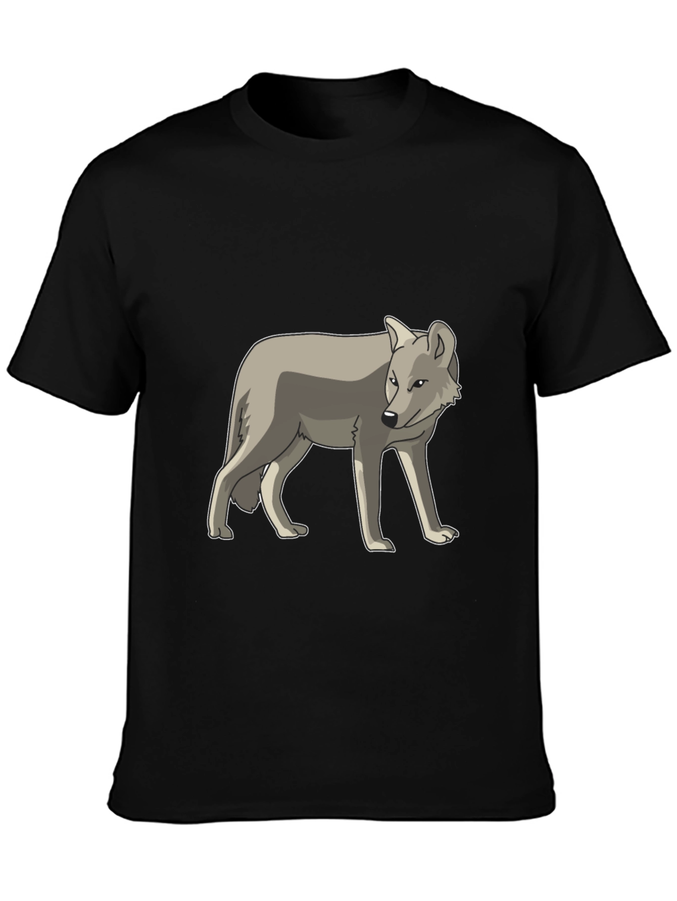 Cool Gray Wolf Graphic Black T-Shirt