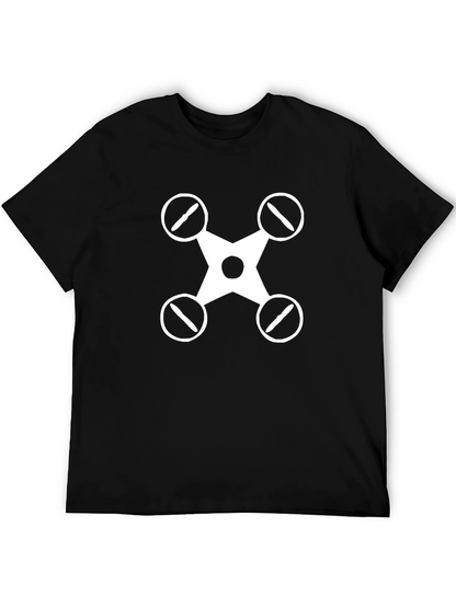 Drone Graphic Tee - Black Cotton Casual Shirt