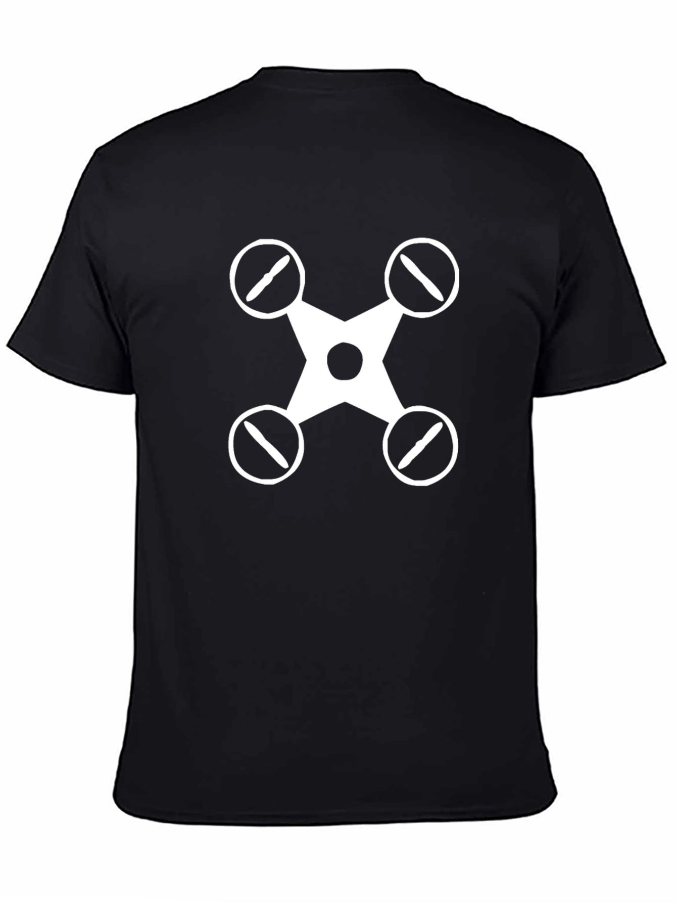Drone Graphic Tee - Black Cotton Casual Shirt