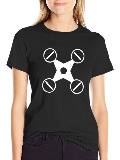 Drone Graphic Tee - Black Cotton Casual Shirt