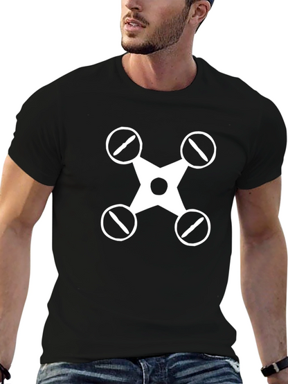 Drone Graphic Tee - Black Cotton Casual Shirt