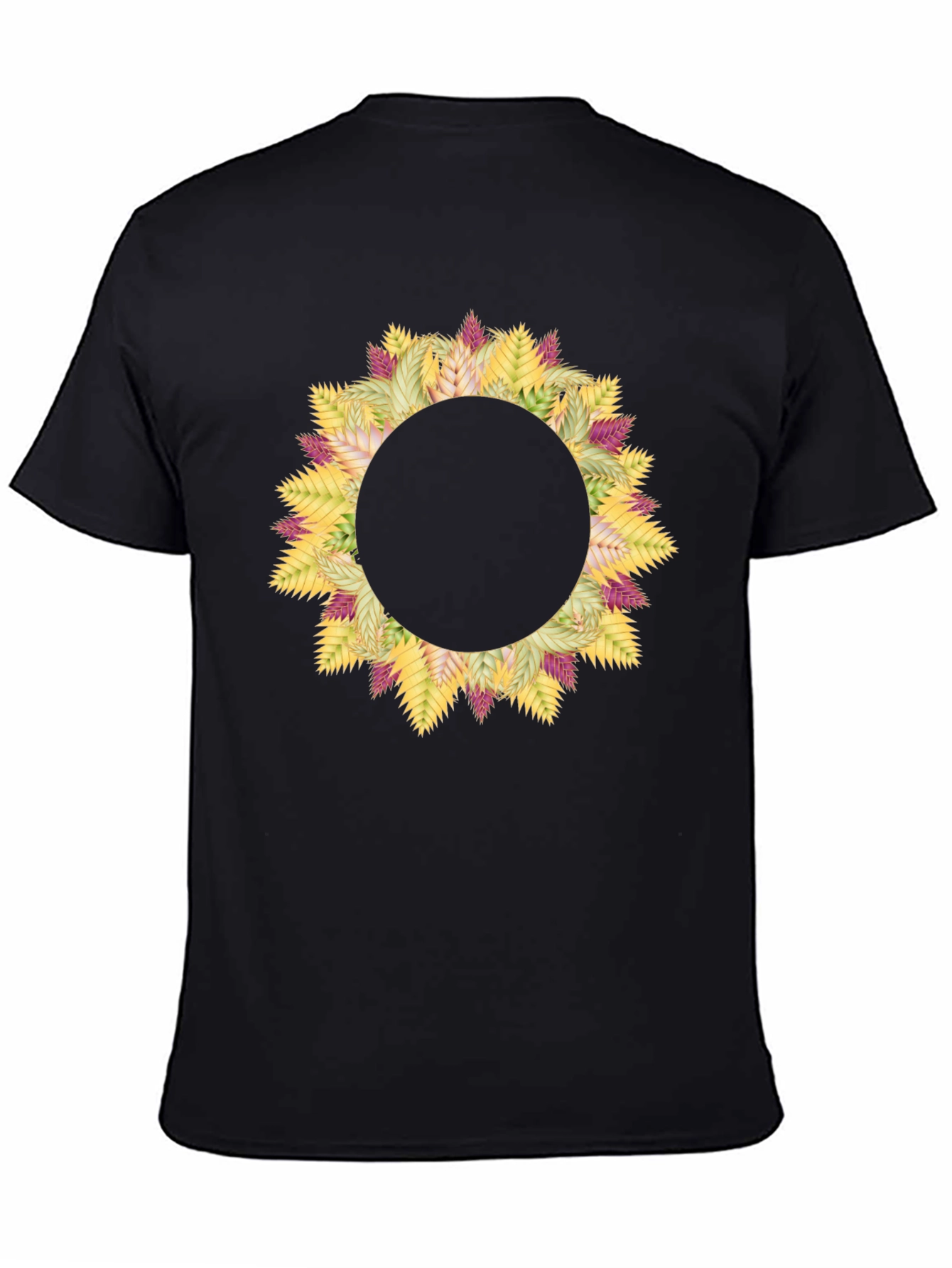 Floral Wreath Graphic Black T-Shirt