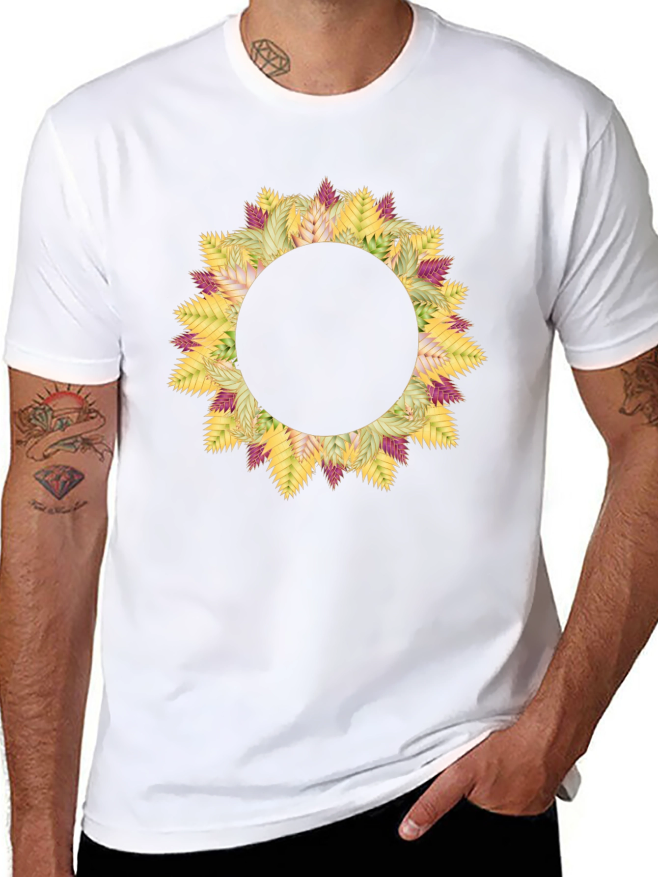 Floral Wreath Graphic Black T-Shirt