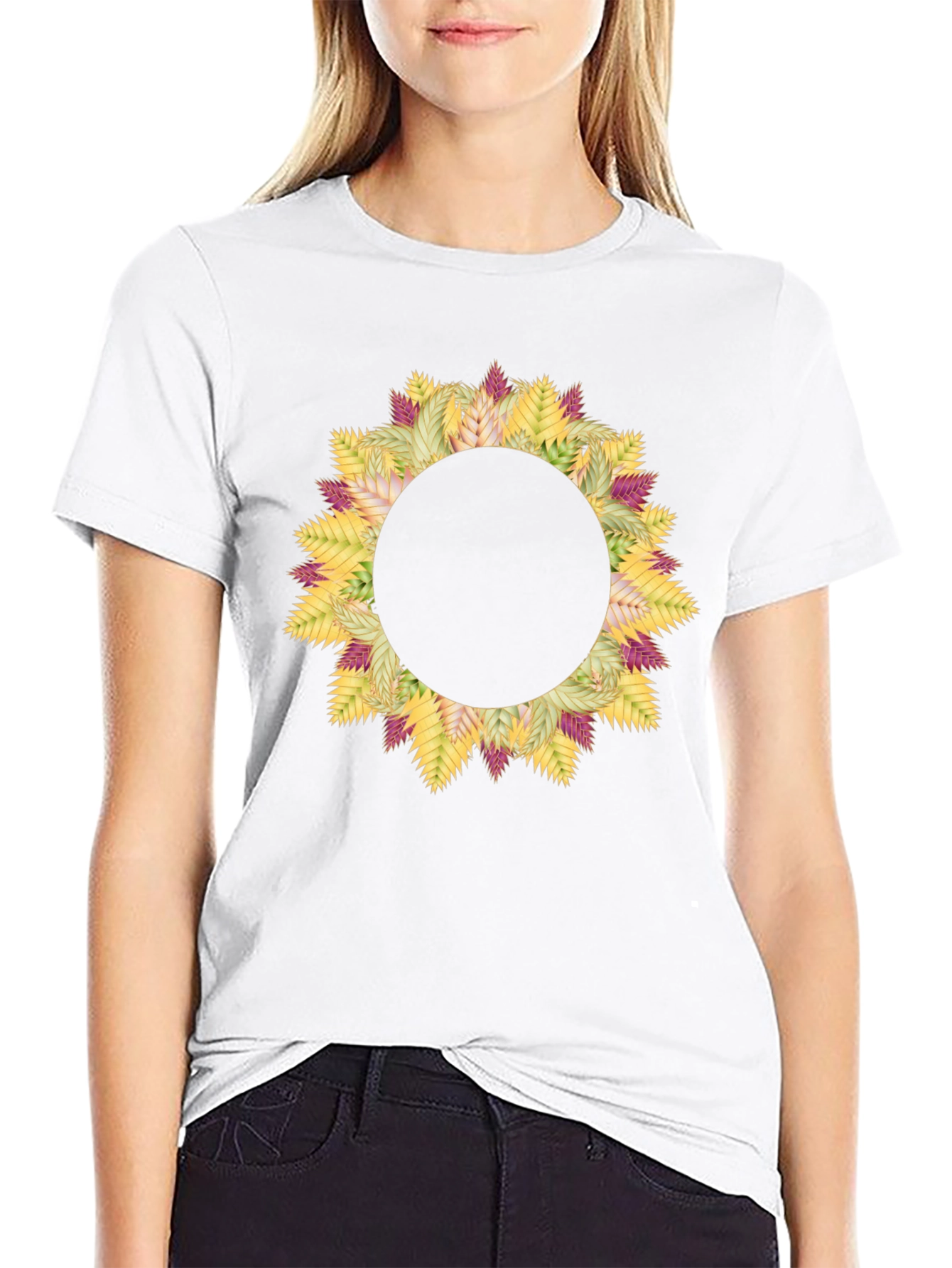 Floral Wreath Graphic Black T-Shirt