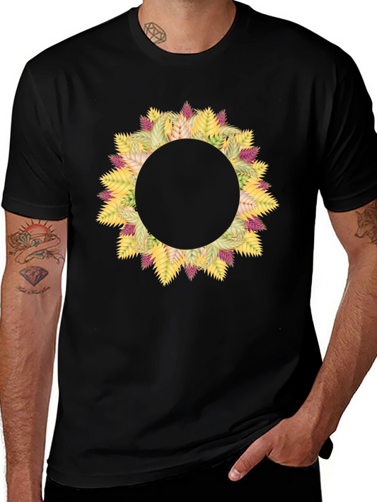 Floral Wreath Graphic Black T-Shirt
