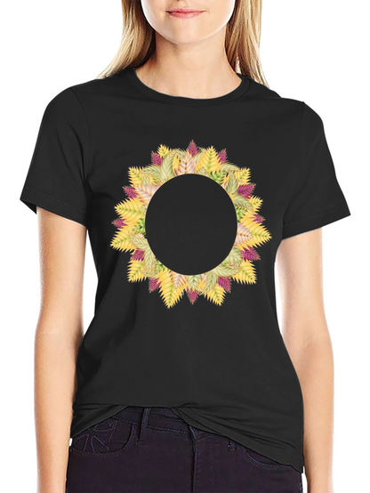 Floral Wreath Graphic Black T-Shirt
