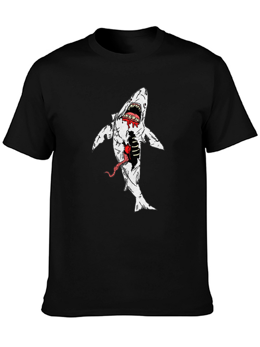 Zombie Shark Graphic Tee - Horror Style Shirt
