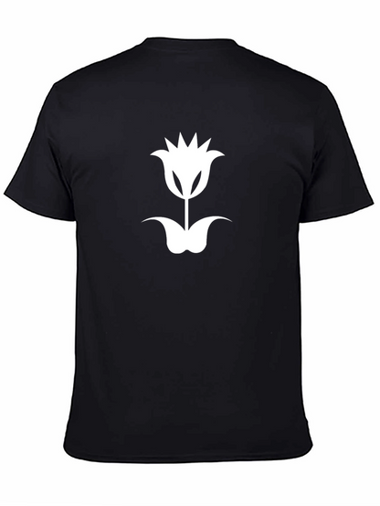 Tulip Graphic Tee - Modern Black Cotton T-Shirt