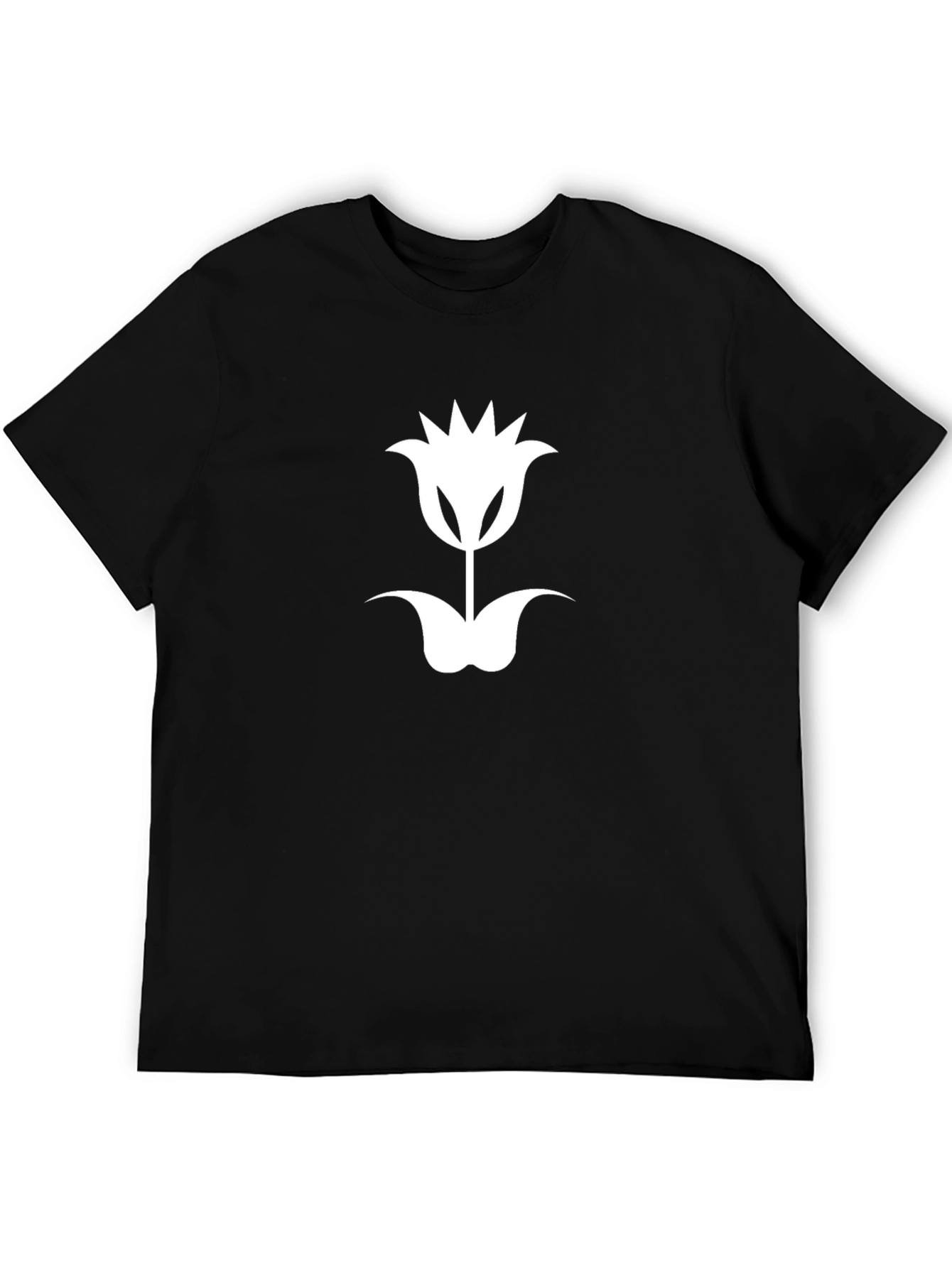 Tulip Graphic Tee - Modern Black Cotton T-Shirt