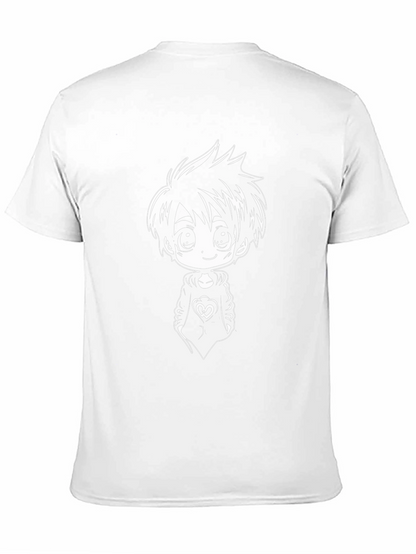 Anime Boy Graphic Tee - Black Cotton Blend Shirt