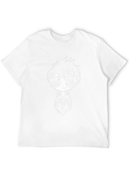 Anime Boy Graphic Tee - Black Cotton Blend Shirt