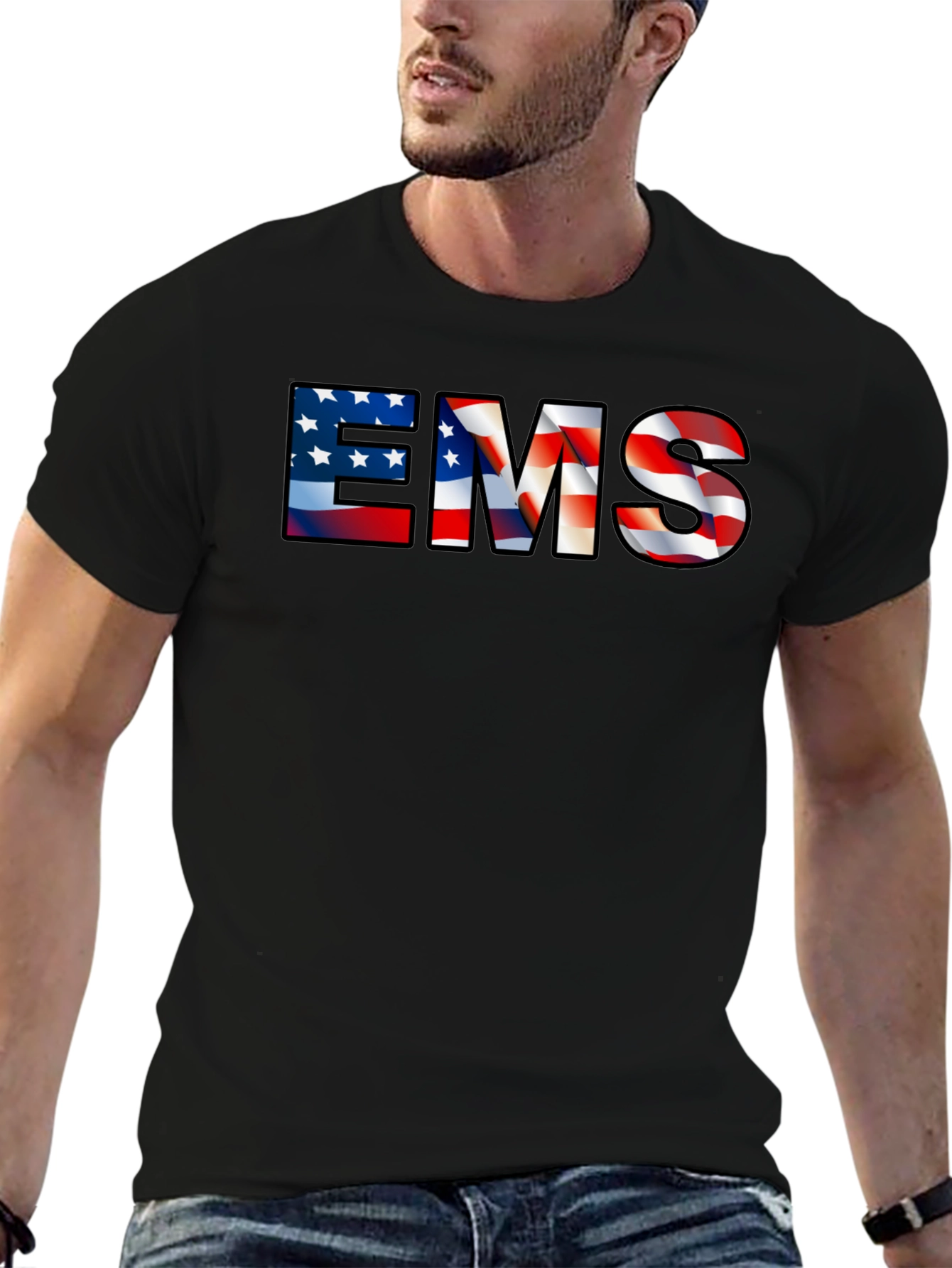EMS American Flag Patriotic Graphic T-Shirt