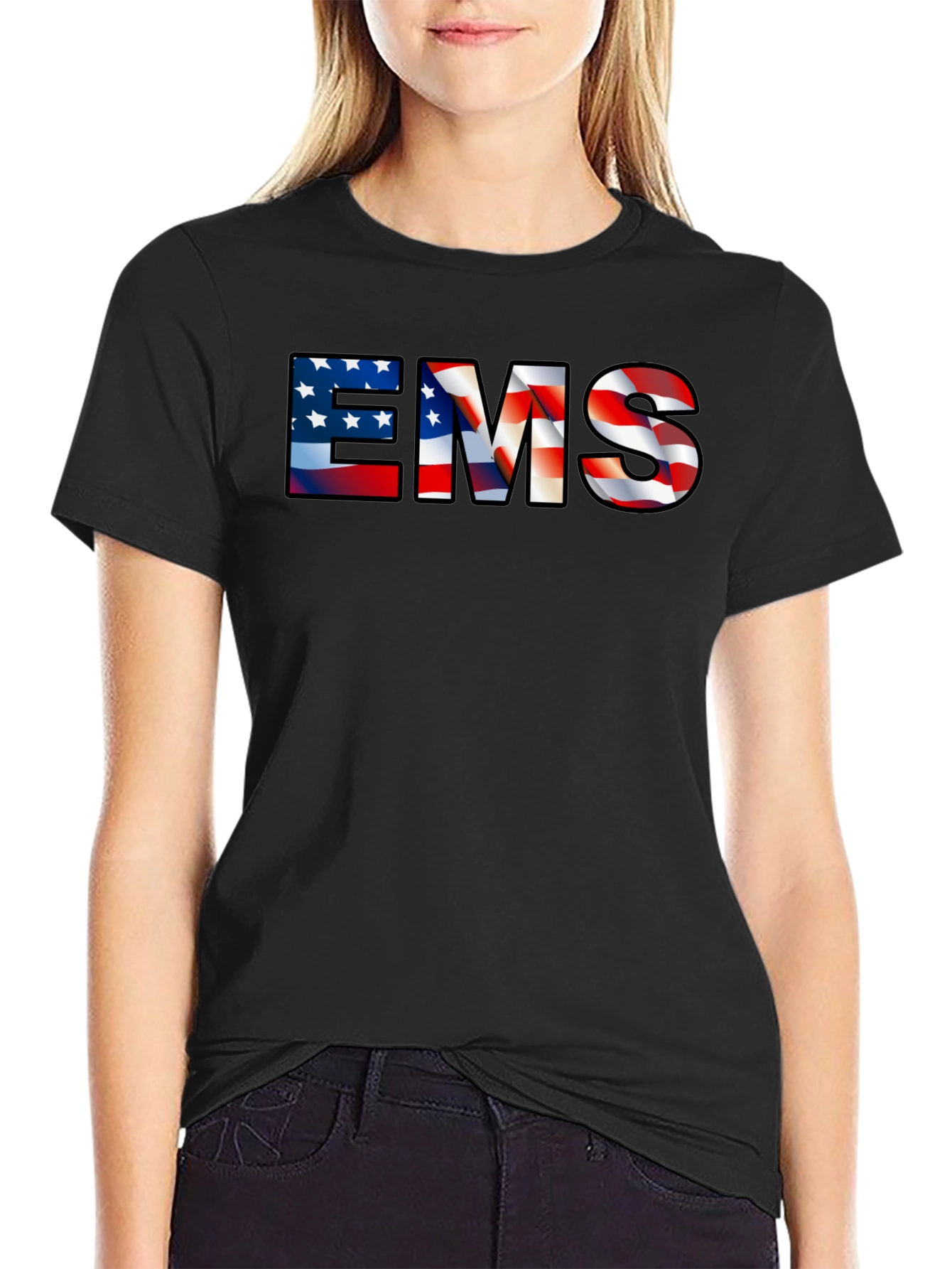 EMS American Flag Patriotic Graphic T-Shirt