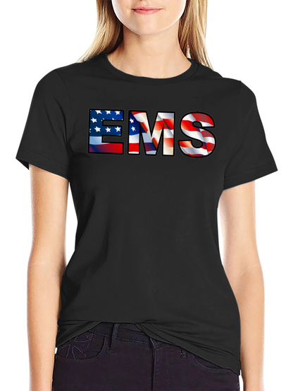 EMS American Flag Patriotic Graphic T-Shirt