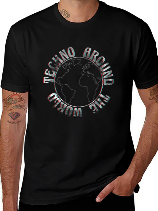 Techno Around The World Black Graphic Tee
