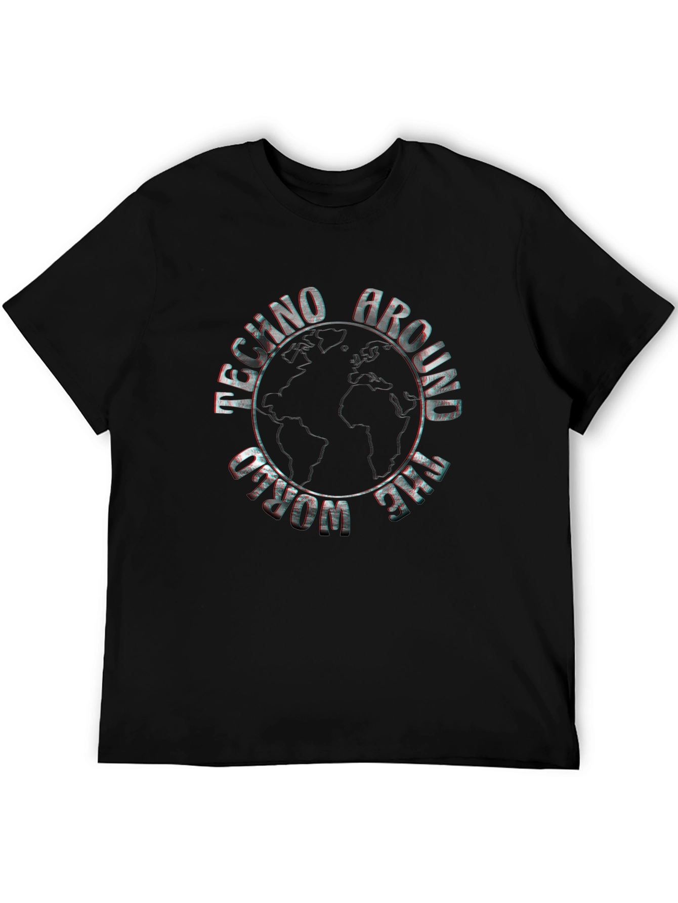 Techno Around The World Black Graphic Tee