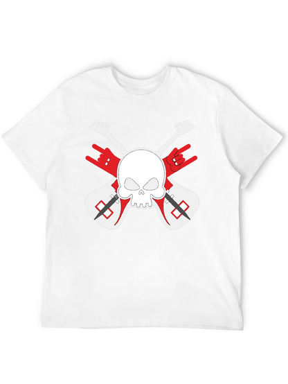 Rock On! Skull & Guitars Black Graphic T-Shirt