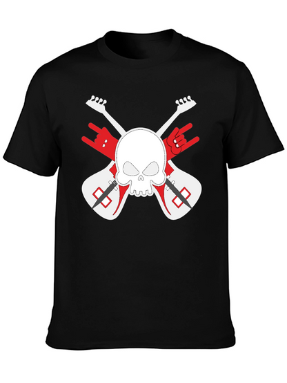Rock On! Skull & Guitars Black Graphic T-Shirt