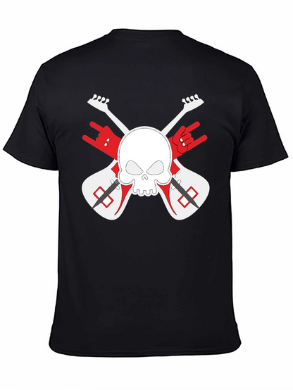 Rock On! Skull & Guitars Black Graphic T-Shirt