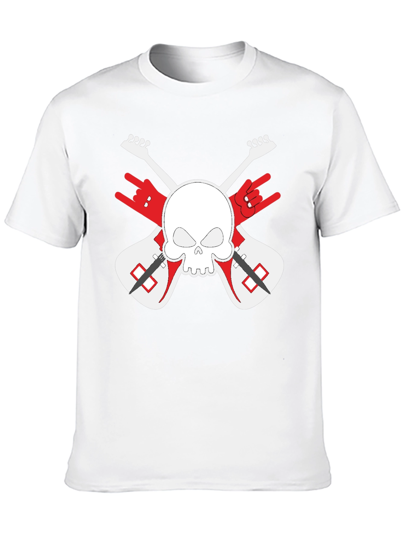 Rock On! Skull & Guitars Black Graphic T-Shirt