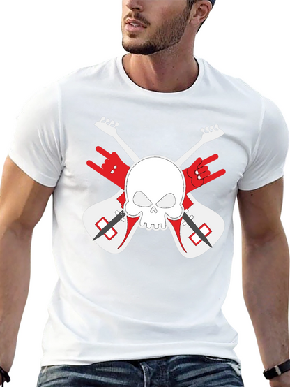 Rock On! Skull & Guitars Black Graphic T-Shirt