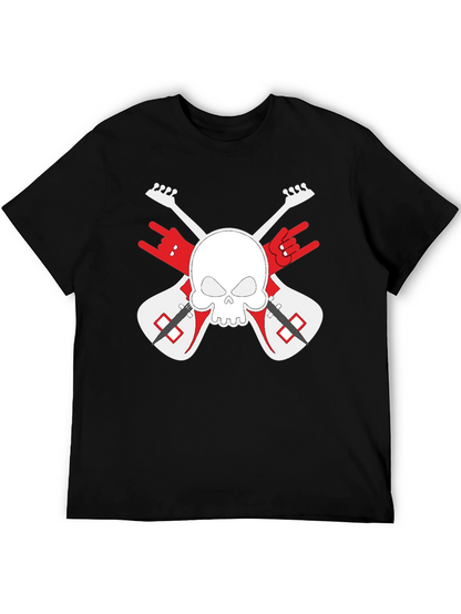 Rock On! Skull & Guitars Black Graphic T-Shirt