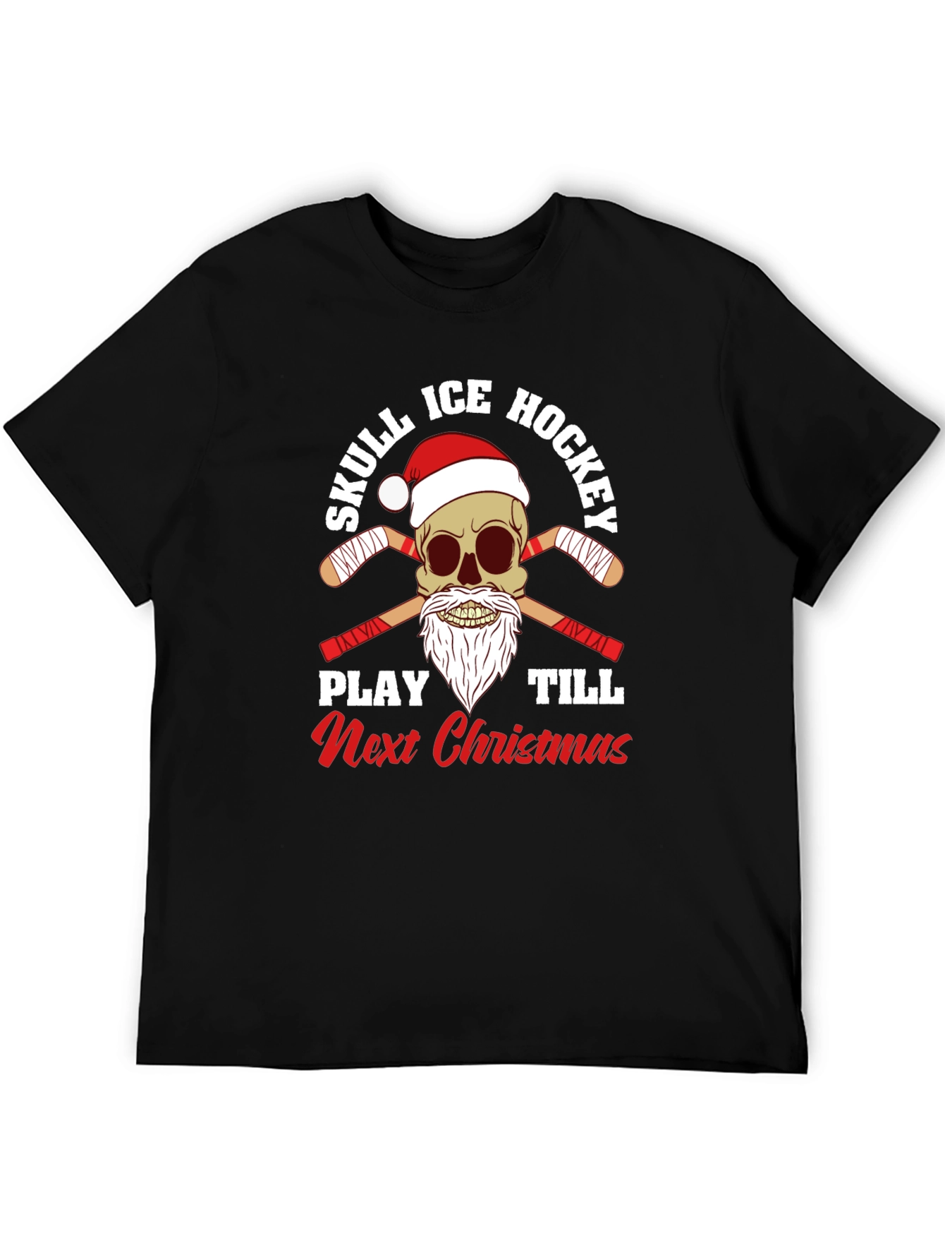 Skull Ice Hockey Christmas T-Shirt